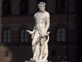 Neptunus signoria plaats Florence Italië standbeeld detail foto