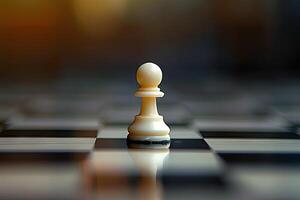 ai gegenereerd schaak spel abstract pion maken haar eerste Actie, symboliseert de begin van een strategisch reis naar zege Aan de schaakbord. foto