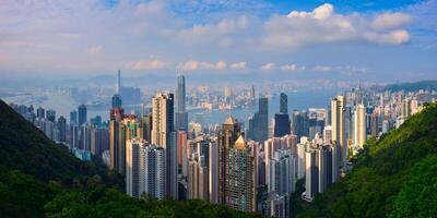 hong Kong wolkenkrabbers horizon stadsgezicht visie foto