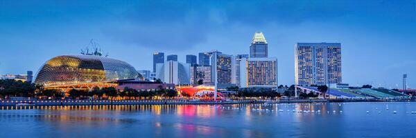 Singapore horizon panorama Bij jachthaven baai foto