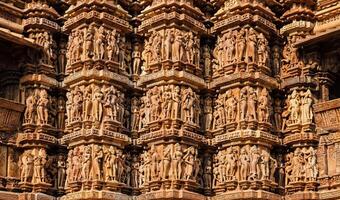 beroemd sculpturen van khajuraho tempels, Indië foto