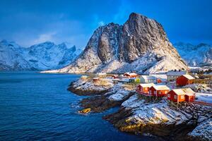 hamnoy visvangst dorp Aan lofoten eilanden, Noorwegen foto