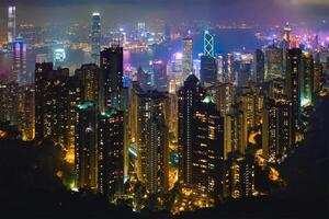 hong Kong wolkenkrabbers horizon stadsgezicht visie foto