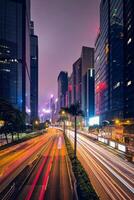 straat verkeer in hong Kong Bij nacht foto