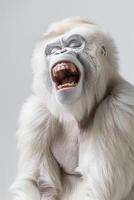 ai gegenereerd een wit schreeuwen aap gemarkeerd Aan een wit achtergrond foto
