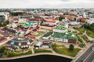 panoramisch visie van de historisch centrum van minsk.oud stad- in de centrum van Minsk, Wit-Rusland foto