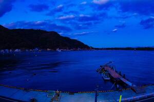 een dageraad van de haven Bij de land kant in shizuoka vis oog schot foto