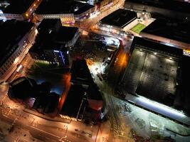 antenne nacht visie van verlichte stad centrum gebouwen van Birmingham centraal stad van Engeland Verenigde koninkrijk. maart 30e, 2024 foto