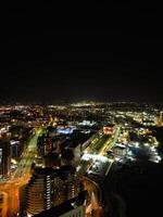 antenne nacht visie van verlichte stad centrum gebouwen van Birmingham centraal stad van Engeland Verenigde koninkrijk. maart 30e, 2024 foto