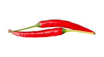 top visie van rood Chili paprika's geïsoleerd Aan wit achtergrond met knipsel pad foto