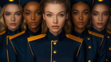 ai gegenereerd boeiend stewardess portretten. foto