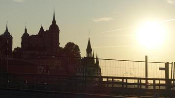 visie van sommige historisch gebouwen in Stockholm gedurende zonsondergang. foto