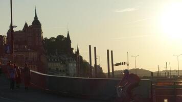 visie van sommige historisch gebouwen in Stockholm gedurende zonsondergang. foto