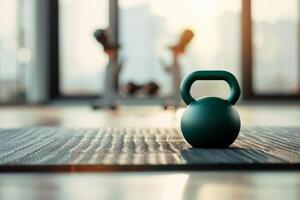 ai gegenereerd een kettlebell voor opleiding in geschiktheid kamer . generatief ai foto