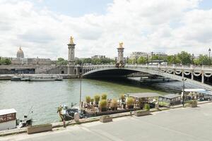 Parijs Frankrijk 02 juni 2018 pont Alexandre iii brugde meest overladen, extravagant brug in Parijs foto