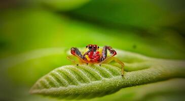 het beste macro schot van jumping spin, spin, springen spin fotografie foto