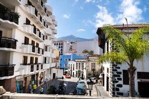 juli 29, 2019.kanarie eilanden, Spanje. de straten van de oud stad- van icod de los Vinos Aan de eiland van Tenerife foto