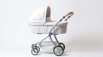 ai gegenereerd van pasgeboren naar peuter, geïsoleerd elegant modern baby wandelwagen met wieg, generatief ai foto