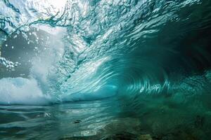 ai gegenereerd sydneys onderwater- Golf draaikolk foto