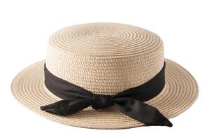 kleingerand rietje schipper hoed met zwart band. kanotier - zomer Frans rietje hoed van stijf vorm met een cilindrisch kroon en Rechtdoor, liever versmallen rand. foto