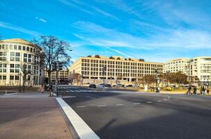 Washington, gelijkstroom, Verenigde Staten van Amerika -12.16.2023 stad straten en architectuur van Washington in winter in december. foto