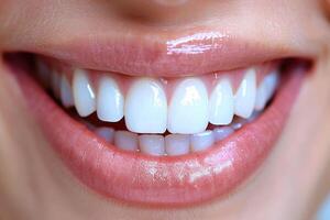 ai gegenereerd breed glimlach tandheelkundig tanden professioneel fotografie foto