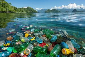 ai gegenereerd plastic verontreiniging van verspilling single gebruik plastic professioneel fotografie foto