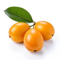 ai gegenereerd loquat fruit geïsoleerd Aan een wit achtergrond foto