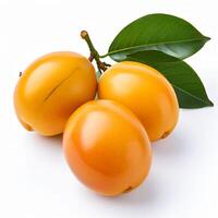 ai gegenereerd loquat fruit geïsoleerd Aan een wit achtergrond foto