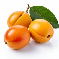 ai gegenereerd loquat fruit geïsoleerd Aan een wit achtergrond foto