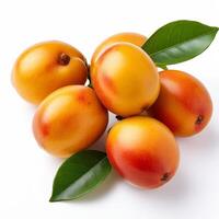 ai gegenereerd loquat fruit geïsoleerd Aan een wit achtergrond foto