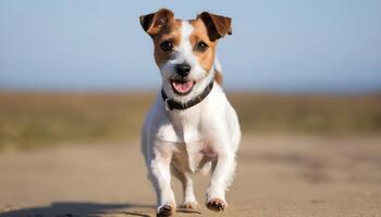 dapper jack Russell terriër in natuur, hond fotografie foto