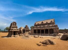vijf ratha's. Mahabalipuram, tamil nadu, zuiden Indië foto