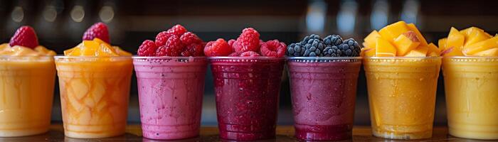 ai gegenereerd smoothie bar mengsels voeding in bedrijf van gezondheidsbewust snacken foto