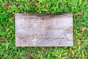leeg houten bord Aan gras foto