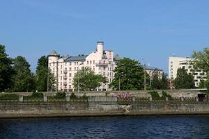 25 07 2023 Riga Letland. riga, de hoofdstad van Letland, is gelegen Aan de banken van de daugava rivier- Bij haar samenvloeiing met de golf van riga. foto