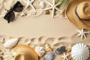 foto vlak leggen samenstelling zand en strand