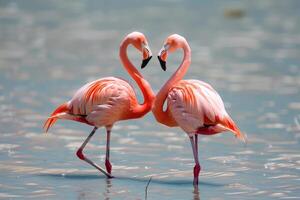 de paring dans van flamingo's foto