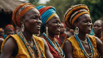 groep van Afrikaanse Dames in traditioneel kleren foto