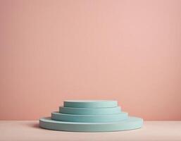 minimalistische pastel podium Aan zacht achtergrond Product Scherm staan foto