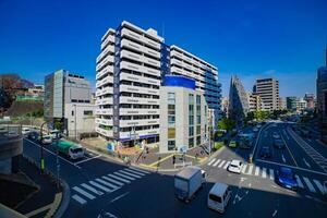 een verkeer jam Bij de stad straat in tokyo breed schot foto