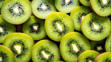 kiwi fruit plakjes achtergrond. top visie. vlak leggen. foto