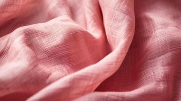 de tactiel charme van een gekleurde kleding stof texturen, met een focus Aan netjes gevouwen linnen foto