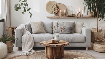 knus leven kamer in modern huis interieur met comfortabel meubilair foto