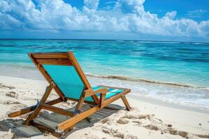 Open boek Aan strand ligstoel, ontspannende Aan strand vakantie foto