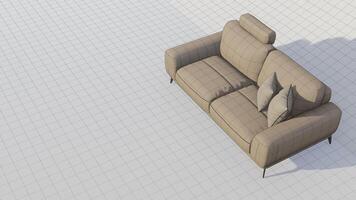 3d renderen realistisch sofa met schaduw in minimalistisch stijl foto