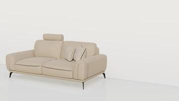 3d renderen realistisch sofa met schaduw in minimalistisch stijl foto