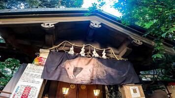 inari kio altaar, een altaar in Kabukicho, shinjuku-ku, tokyo de enkel en alleen altaar in Japan dat verankert de demon koning gogen. sinds de edo periode, tofu heeft geweest zei naar hebben speciaal Effecten Aan eczeem foto