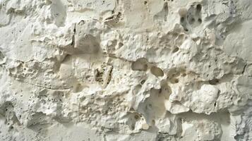 ai gegenereerd een gedetailleerd structuur van wit zandsteen muur. structuur van wit geschilderd kalksteen muur met ruw oppervlakte en klein details. gegenereerd door kunstmatig intelligentie. foto