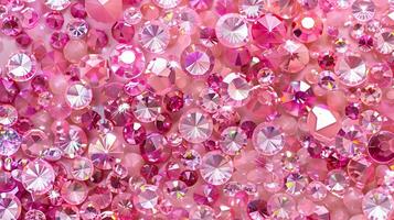 een patroon met pastel licht roze kleur bergkristal. Kristallen, diamanten, sprankelend. gegenereerd door kunstmatig intelligentie. foto